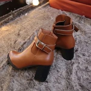 Martin boots new side zip short boots chunky heels
